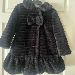 Chic Black Faux Fur Kids Puffer Coat